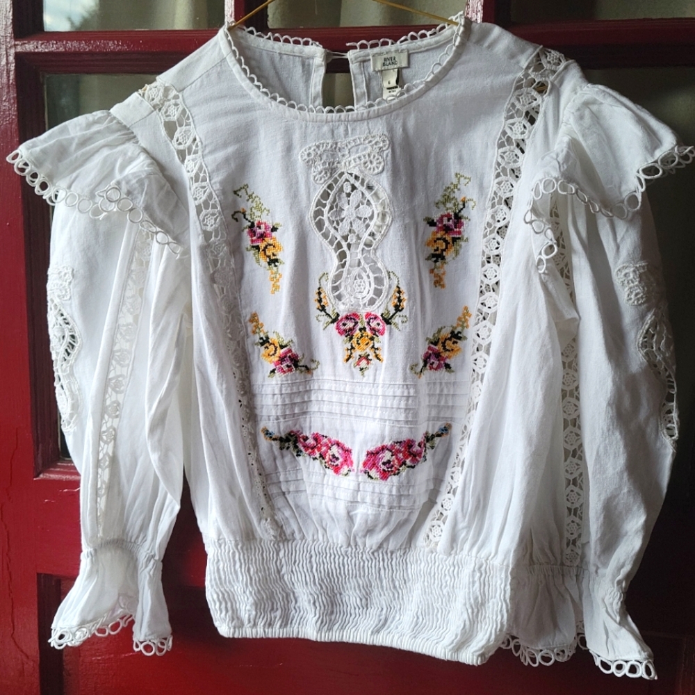River Island Floral Cross-Stitch Top (Size 2)